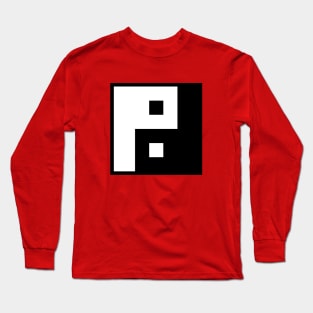 8 Bit Pixel Square Yin Yang Long Sleeve T-Shirt